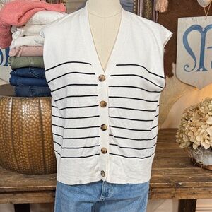 John + Jenn White and Black Knit Vest